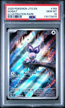 2025 POKEMON JTG EN-JOURNEY TOGETHER ILLUSTRATION RARE #169 NOIBAT PSA 10 - Image 1