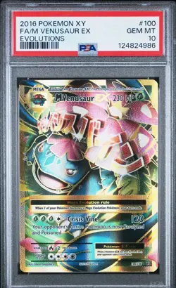 Pokemon 2016 XY Evolutions Full Art Mega Venusaur EX 100/108 PSA 10 Gem Mint - Image 1
