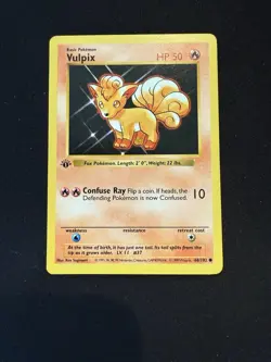 Pokemon Vulpix 68/102 1st Edition Shadowless Base Set Card Unplayed Near Mint - Image 1