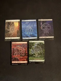 MTG - Marvel Spider-man - Full Art land set. 5 cards - Image 1