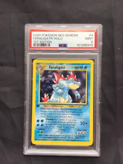 Pokemon Cards: Neo Genesis 1st Edition Rare Holo: Feraligatr 4/111 PSA 9 - Image 1