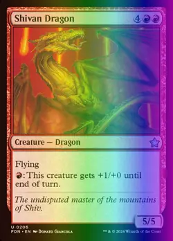 MTG Magic the Gathering Shivan Dragon (206/763) Foundations NM FOIL - Image 1