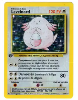 Pokemon Chansey Base Set 3/102 1st Edition (French) Holo Rare WOTC Played MP-LP - Image 1