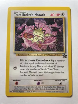 Team Rocket's Meowth #18 LP-NM Black Star Promo WoTC Pokemon TCG - Image 1
