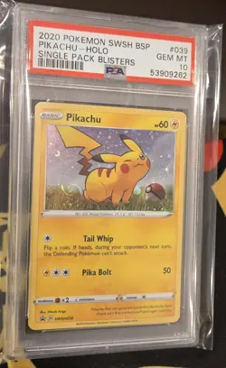 2020 POKEMON SWSH BLACK STAR PROMO SINGLE PACK BLISTERS #039 PIKACHU-HOLO PSA 10 - Image 1