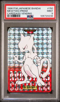 1996 POKEMON JPN BANDAI CARDDASS VENDING #150 MEWTWO-PRISM PSA 9 - Image 1