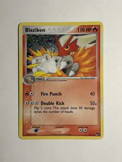 Pokemon TCG - Blaziken (1/17) Pop Series 1 - Holo Rare - MP/HP *WRITING ON BACK* - Image 1