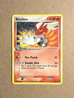 Pokemon TCG - Blaziken (1/17) Pop Series 1 - Holo Rare - MP/HP *WRITING ON BACK* - Image 3