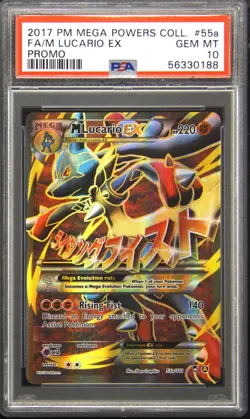 2017 POKEMON MEGA POWERS COLLECTION PROMO #55A FULL ART/M LUCARIO EX PSA 10 - Image 1