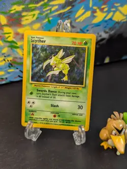 Vintage Pokemon 1999 WOTC 🪽 Scyther Jungle Holo R 10/64 🏵 No Set Symbol ERROR - Image 1