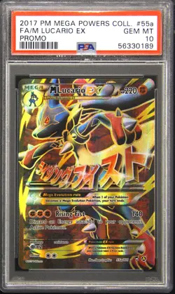 2017 POKEMON MEGA POWERS COLLECTION PROMO #55A FULL ART/M LUCARIO EX PSA 10 - Image 1