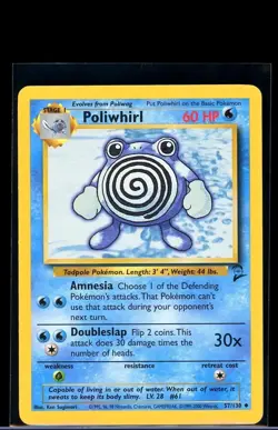Poliwhirl Non-Holo 2000 WOTC Pokemon Card 57/130 Base 2 Set LP - Image 1