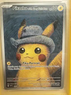 Pokemon Pikachu TCG Grey Felt Hat #085 Van Gogh Promo Card PSA 9 - Image 2