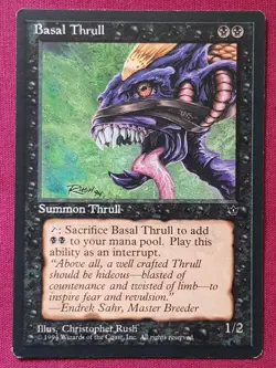 Magic The Gathering FALLEN EMPIRES BASAL THRULL RUSH black card MTG - Image 1
