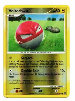 Pokemon Card: Voltorb REVERSE HOLO 80/100 Stormfront Set! GD - Image 1