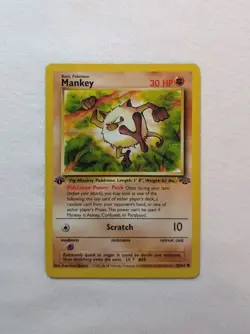 💎NM 1st First Edition Mankey #55/64 Jungle Set Pokemon Card 1999 WOTC TCG PSA - Image 2