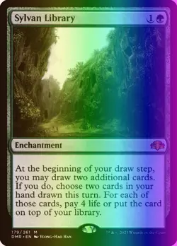 MTG Magic the Gathering Sylvan Library (179/481) Dominaria Remastered NM FOIL - Image 1