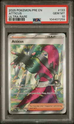 2025 POKEMON PRE EN-PRISMATIC EVOLUTIONS ULTRA RARE #133 ATTICUS PSA 10 - Image 1