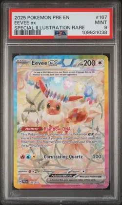 2025 POKEMON PRE EN-PRISMATIC EVOLUTIONS #167 EEVEE EX PSA 9 - Image 1
