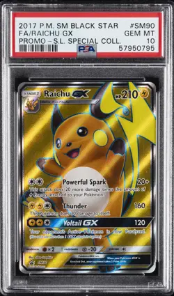 2017 POKEMON SM BLACK STAR PROMO #SM90 FULL ART/RAICHU GX PSA 10 - Image 1