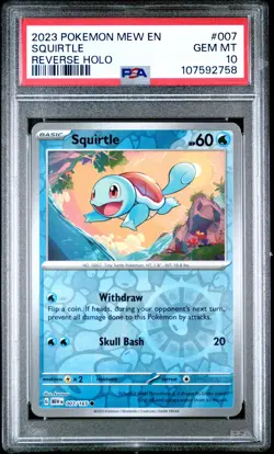 2023 POKEMON MEW EN-151 REVERSE HOLO #007 SQUIRTLE PSA 10 - Image 1