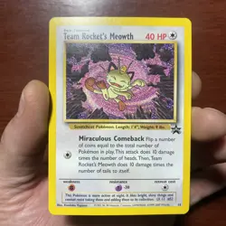 1999 Pokemon Wizards Black Star Promos Team Rocket's Meowth #18 Vintage c431 - Image 1