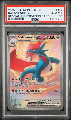 2025 POKEMON JTG EN-JOURNEY TOGETHER #187 SALAMENCE EX PSA 10 - Image 1