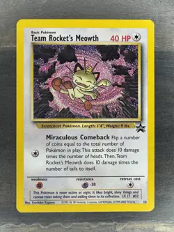 Pokemon Team Rocket's Meowth 18 Black Star Promo Vintage WOTC NM - Image 1