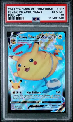 2021 POKEMON CELEBRATIONS #007 FULL ART FLYING PIKACHU VMAX PSA 10 - Image 1