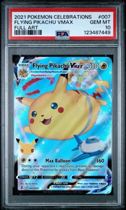 2021 POKEMON CELEBRATIONS #007 FULL ART FLYING PIKACHU VMAX PSA 10 - Image 3