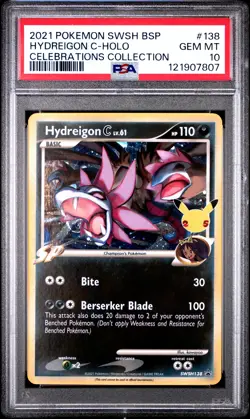 2021 POKEMON SWSH BLACK STAR PROMO CELEBRATIONS COLL HYDREIGON C-HOLO PSA 10 - Image 1