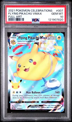 2021 POKEMON CELEBRATIONS #007 FULL ART/FLYING PIKACHU VMAX PSA 10 - Image 1