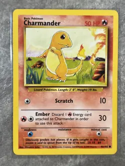 Charmander 046/102 Pokemon TCG Base Set Vintage Regular Card (Damaged) 2 - Image 1