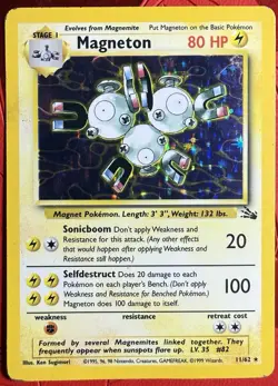 Pokemon TCG Magneton Fossil Holo Card 11/62 Unlimited Holo Rare - Image 1