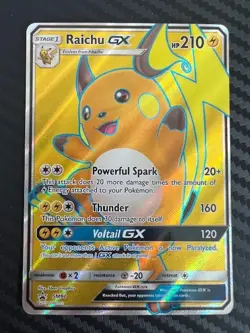 Pokemon TCG Raichu GX Normal Sized Card Full Art Holo Promo Shining Legends LP - Image 1
