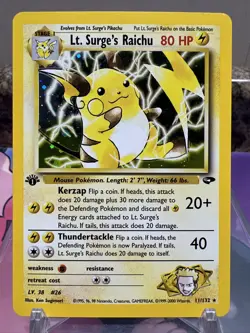 Pokemon Lt. Surge’s Raichu WOTC 1st Edition Gym Challenge 11/132 #ML - Image 1