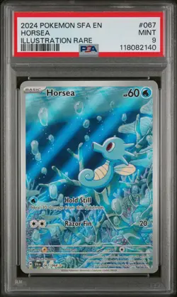 2024 POKEMON SFA EN-SHROUDED FABLE ILLUSTRATION RARE #067 HORSEA (PSA 9) - Image 1