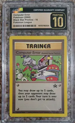 CGC 10 PRISTINE Computer Error Black Star Promo 16 Pokemon League - Image 1