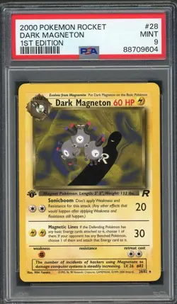 PSA 9 Dark Magneton (1st Ed.) Team Rocket 28/82 Pokemon Card B11 - Image 1