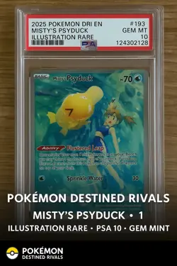 PSA 10 2025 Pokemon TCG Misty's Psyduck Card Destined Rivals 193/182 Illus. Rare - Image 1