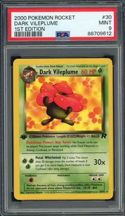 PSA 9 Dark Vileplume (1st Ed.) Team Rocket 30/82 Pokemon Card B11 - Image 1