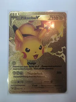 Pokemon Pikachu V HP190 Charge Thunderbolt Rare Gold Accents Foil Fan Art Card - Image 1