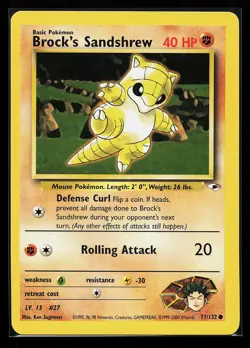 Brock's Sandshrew 71/132 Common Gym Heroes Pokemon Card - Image 1