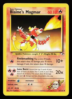 Blaine's Magmar 37/132 Uncommon Gym Heroes Pokemon Card - Image 1