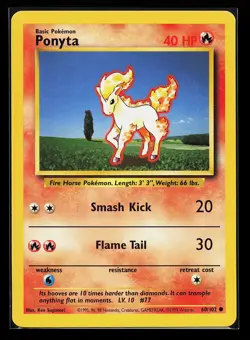 Ponyta 60/102 Common Base Set Pokemon Card - Image 1