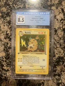 Pokemon TCG Raichu Fossil Holo Rare Card 14/62 1st Edition CGC 8.5 PSA - Image 1