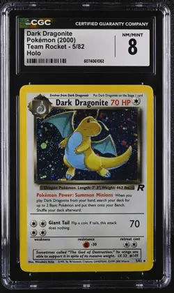 CGC 8 Dark Dragonite 2000 Team Rocket 5/82 Holo Pokemon Card - Image 1