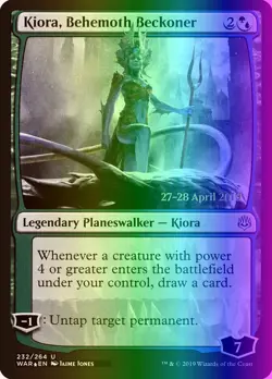 MTG Kiora, Behemoth Beckoner (232s/175) War of the Spark Promos LP FOIL - Image 1