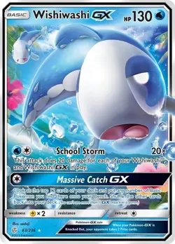 Pokemon TCG Wishiwashi GX Sun & Moon - Cosmic Eclipse 63/236 Holo Ultra Rare - Image 1
