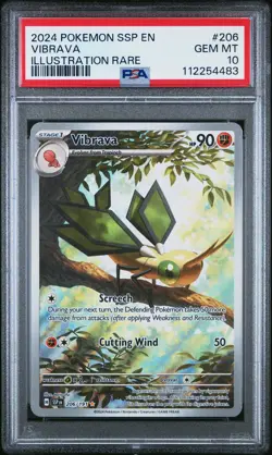 2024 POKEMON SSP EN-SURGING SPARKS ILLUSTRATION RARE #206 VIBRAVA PSA 10 - Image 1
